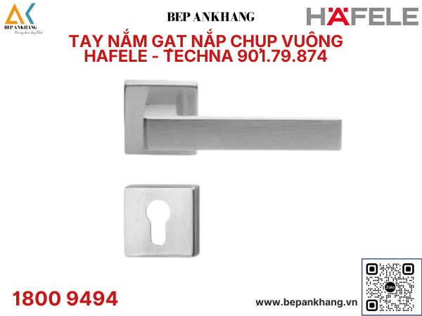Tay nắm gạt nắp chụp vuông Hafele - TECHNA - Màu Chrome Mờ - 901.79.874